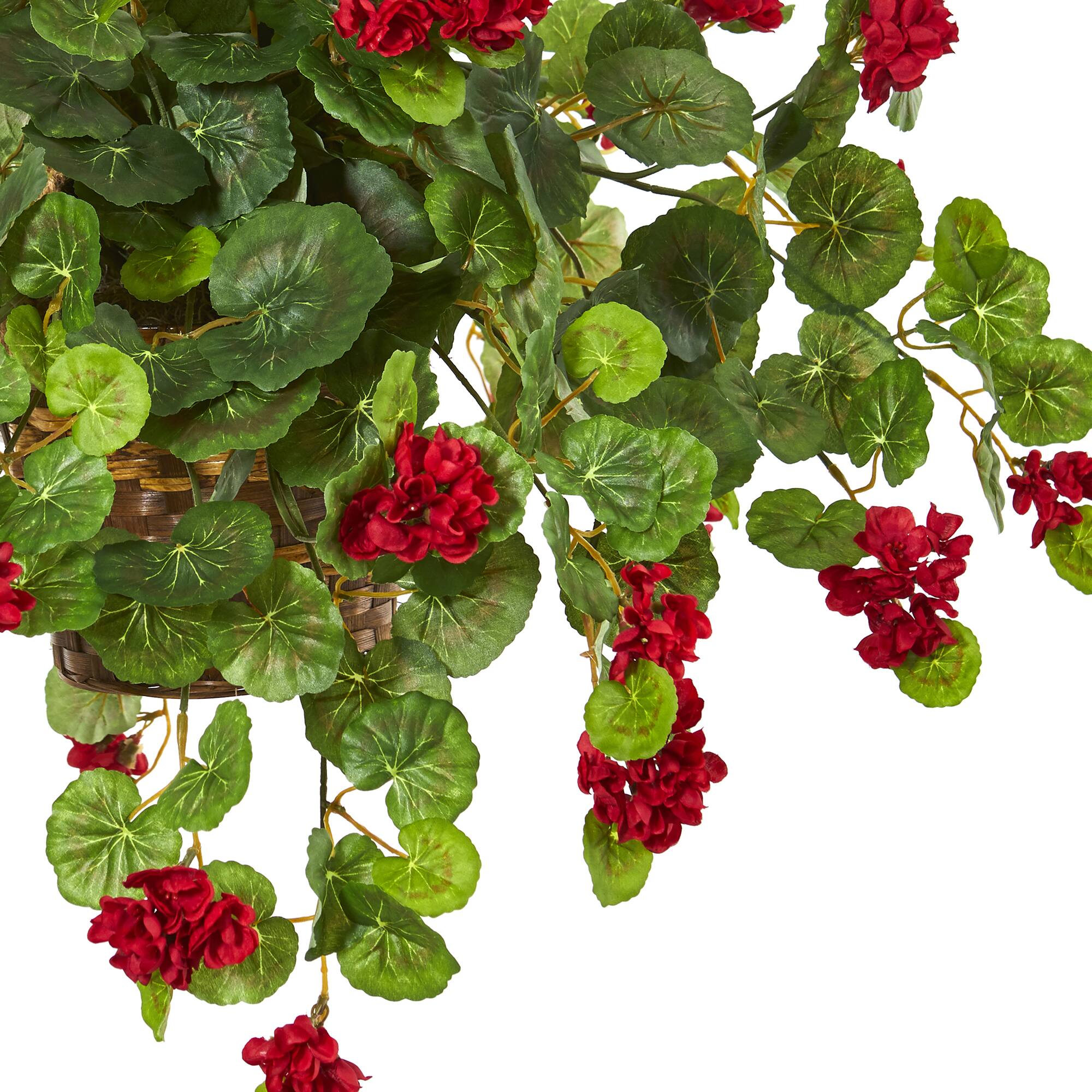 2.2ft. Red Geranium Artificial Plant in Hanging Basket